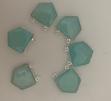 Aqua Chalcedony Bezel Pack of six  Pieces  Connector  Real  Sterling Silver 925 Aqua Chalcedony Pentagon Shape, Size :18mmX18.
