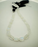 Natural Rainbow Moonstone Faceted Rectangle Beads – 10×14mm & 12×16mm – 19-Bead Strand + 21-Bead Strand