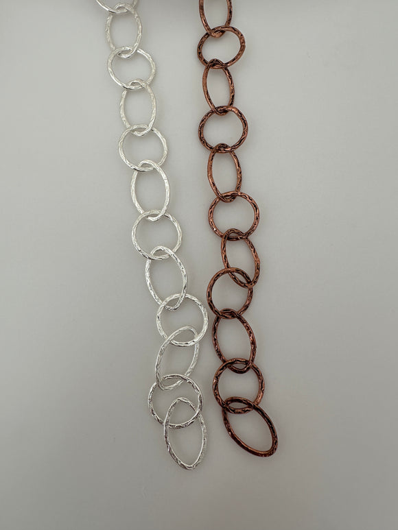 3 Feet of Chain Gold Finish & Silver Plated Circle And Oval Solid Copper Pattern, Chain sizes: Circles are 14mm and Ovals are 14mmX2mm