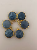 Blue Opal Pack of Six Pieces one loop  Real Gold Plated And  Sterling Silver Natural Blue Opal Coin  Shape, Two Size :11mm