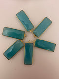 Aqua Chalcedony Bezel Pack Six Pieces One Loop Gold Plated and sterling silver  Rectangle Shape, Size : 12mmX30mm.