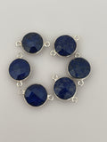 Lapis Bezel Pack of Six Piece Connector Real Gold Plated And Sterling Silver  Coin Shape, Size : 11mm