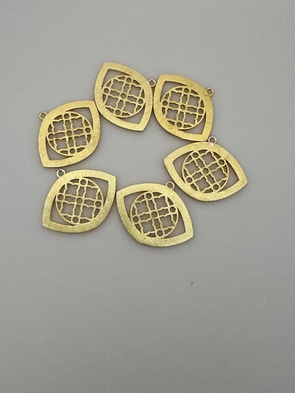 Marquise Shape 33X27mm Six Pieces in a Pack Gold  Plated, Brushed Finish, Earring Components.