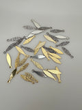 20Pcs. Leaf Charm, Gold Finish, And Oxidized Silver Plated E-coated Size:24X6mm