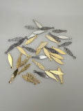 20Pcs. Leaf Charm, Gold Finish, And Oxidized Silver Plated E-coated Size:24X6mm