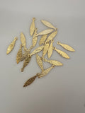 20Pcs. Leaf Charm, Gold Finish, And Oxidized Silver Plated E-coated Size:24X6mm