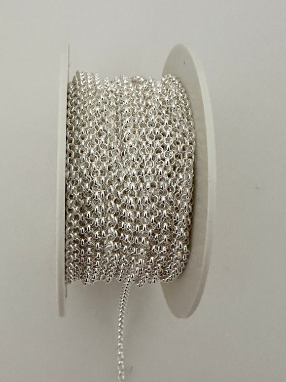 3 Feet Of Sterling Silver Round rolo half round wire Chain Size: 2.2mm | CHN25SS