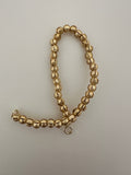 1 Strand of Decorative Beads,Round Shiny Gold Finish,  Brushed Finish, E-coated (about 34 to 40 Beads) Size: 6mm and 7 mm