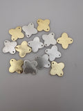 Gold  Finish And Silver Plated Quarter-foil , E-coated, Brushed Finish, Copper Findings,With Two Whole .