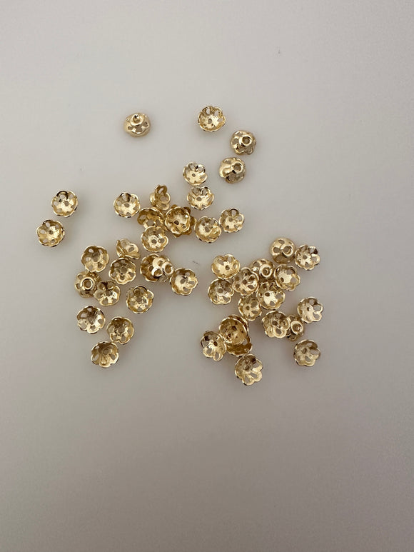 60 to 100 pcs of Gold Finish  filigree bead caps 5mm,6mm,7mm,8mm gold bead caps, gold filigree bead caps .