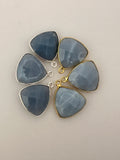 Blue Opal  Real Gold Plated  And Sterling Silver One Loop Blue Opal Bezel ,Trillion Shape Six Pieces,Size:15mm.