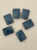Blue Opal Bezel Six Piece a Pack Connector Real Gold Plated  And Sterling Silver Blue Opal  Rectangle Shape, Size : 15mmX20mm.