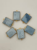 Blue Opal Bezel Six Piece a Pack Connector Real Gold Plated  And Sterling Silver Blue Opal  Rectangle Shape, Size : 15mmX20mm.