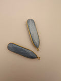 Blue Opal  Pack of Six Pieces One Loop  Real Gold Plated Blue Opal Bezel Pear Shape, Two Size:10mmX40mm,8mX26m