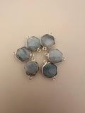 Blue Opal  bezel  Pack of Six Pieces Connector Real Gold Plated And Sterling Silver  Hexagon  Shape, Size : 12mm.