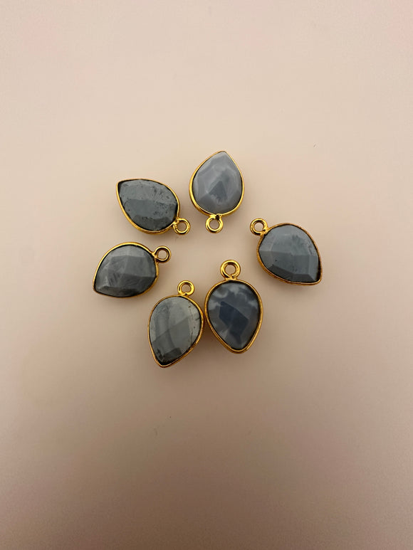 Blue Opal Pack of Pieces One Loop Gold Plated And  Sterling Silver Blue Opal Pear Shape,Size:9mX12m.