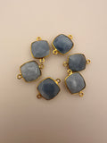 Blue Opal Six Piece a Pack Connector Gold Plated And  Sterling Silver 925 Blue Opal Cushion Shape, Size : 12mm.