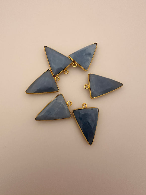 Blue Opal Light And Dark Color Opal  one Pack of Six Pieces One Loop Gold Plated Sterling Silver  Blue Opal Triangle Shape, Size : 15mX20m.
