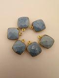 Blue Opal  Bezel Pack of Six Pieces One Loop  Real Gold Plated  Cushion Shape, Size :12mm#DM 264