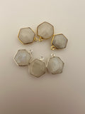 Rainbow Moonstone A Pack of  6 Piece One Loop Gold Plated and Sterling Silver Rainbow Moon Stone   Hexagon Shape, Size : 12mm