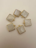 Rainbow Moonstone Bezel Pack of 6 Six Pcs One Loop Real Gold Plated And sterling Silver  Rainbow Moon Stone Square Shape Bezel  Size : 15mm.