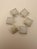 Rainbow Moonstone Bezel Pack of 6 Six Pcs One Loop Real Gold Plated And sterling Silver  Rainbow Moon Stone Square Shape Bezel  Size : 15mm.