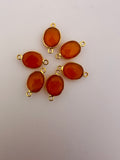 Red Onyx Six Piece a Pack Connector Real Gold Plated and Sterling Silver 925 Red Onyx  Bezel ,Oval  Shape, Size : 9mmX11mm.