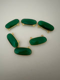 Oval Green Onyx Bezel Connector – Gold Plated Over 925 Sterling Silver, 10x24mm, 1Pc.