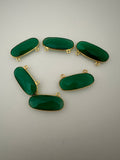 Oval Green Onyx Bezel Connector – Gold Plated Over 925 Sterling Silver, 10x24mm, 1Pc.
