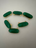 Oval Green Onyx Bezel Connector – Gold Plated Over 925 Sterling Silver, 10x24mm, 1Pc.