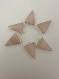 Rose Quartz  Bezel Pack Six Pieces Connector Sterling Silver Rose Quartz  Triangle Shape, Size : 15mmX20mm.#DM 688