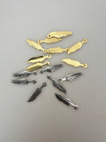 Leaf Charms, Gold Finish or Silver Plated, E-coated.