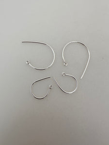 925 Sterling Silver Clef Ear Wire, 18 Gauge, 2Pcs. (one pair ) Per Pack | Available Two Size: 20mm and 28mm.