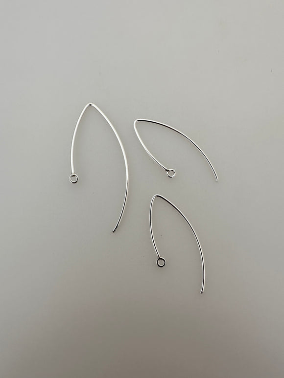 925 Sterling Silver V Shape Ear Wire Available Three Size:36mm,26mm,22mm.