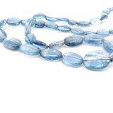 Blue Kyanite Smooth Oval Beads – Approx. 10–14 mm – Natural Blue Kyanite Strand