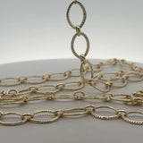 Large Link Chain Gold Finish & Silver Plated Patterned Marquise Shape Solid Copper Pattern, Chain sizes: 16mX11m, 1 Foot
