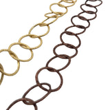Oxidized  Solid Pattern Copper Chain Gold Finish , E-coated Chain, Circle Size is 19mm, 1 Foot
