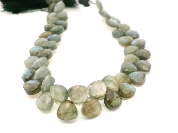 Labradorite Faceted Pear Shape Beads – 8mmX12mm Teardrop Gemstones – 49 Beads in Strand with Natural Flash