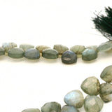 Labradorite Faceted Pear Shape Beads – 8mmX12mm Teardrop Gemstones – 49 Beads in Strand with Natural Flash