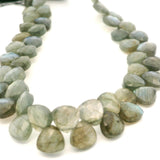 Labradorite Faceted Pear Shape Beads – 8mmX12mm Teardrop Gemstones – 49 Beads in Strand with Natural Flash