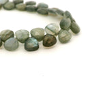 Labradorite Faceted Pear Shape Beads – 8mmX12mm Teardrop Gemstones – 49 Beads in Strand with Natural Flash