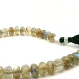 Labradorite Faceted Rondelle Bead Strand 4mm x 6mm – Natural Flash, 30 Beads