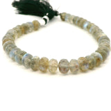 Labradorite Faceted Rondelle Bead Strand 4mm x 6mm – Natural Flash, 30 Beads