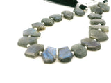 Large Fire Labradorite Slice Beads Strand – 14–20mm Freeform Faceted Labradorite with Blue/Green Flash – 16 Pieces – Perfect for Jewelry Projects