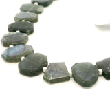 Natural Fire Labradorite Faceted Slice Beads Strand – Freeform Geometric Labradorite Gemstone Slices with Blue Flash – Approx. 15 Beads per Strand – Premium Fire Labradorite for Jewelry Making