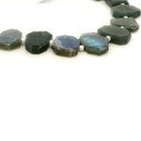 Natural Fire Labradorite Faceted Slice Beads Strand – Freeform Geometric Labradorite Gemstone Slices with Blue Flash – Approx. 15 Beads per Strand – Premium Fire Labradorite for Jewelry Making