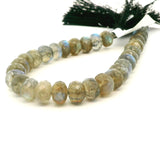 Labradorite Faceted Rondelle Bead Strand 8mm x 12mm – Natural Flash Gemstone, 32 Beads, Approx. 13–14 Inch Strand