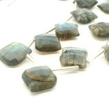 Premium Fire Labradorite Freeform Faceted Nugget Gemstone Beads – Strong Flash – Approx 18–25mm – 11 Bead Strand