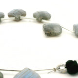 Natural Fire Labradorite Freeform Cushion Shape Faceted Gemstone Beads – 13 Beads Strand – Approx 15–22mm