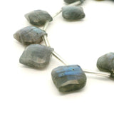 Natural Fire Labradorite Freeform Cushion Shape Faceted Gemstone Beads – 13 Beads Strand – Approx 15–22mm